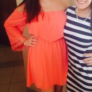 *SOLD*Off the Shoulder/Strapless Melon Dress